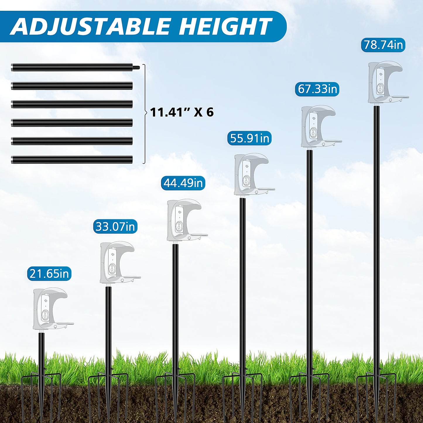 Birdock Adjustable 607 Bird Feeder Pole Mount Kit for Outdoor