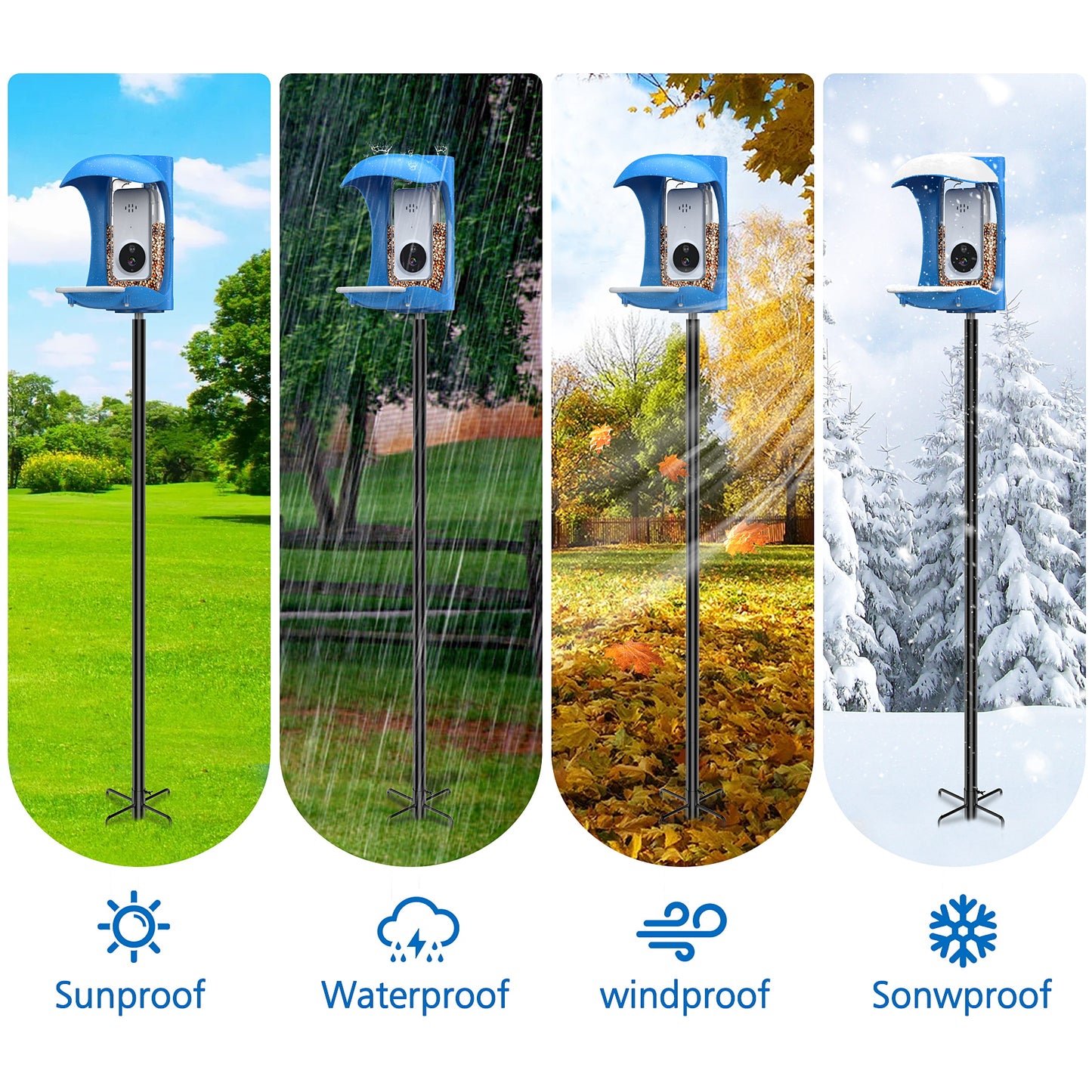 Birdock Adjustable 607 Bird Feeder Pole Mount Kit for Outdoor